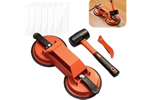 Floor Gap Fixer Tool with Gap Cleaning Tool, Rubber Hammer and 6pcs Sticky Pads,45° Angled Striking Suction Cup Floor Gap Fix