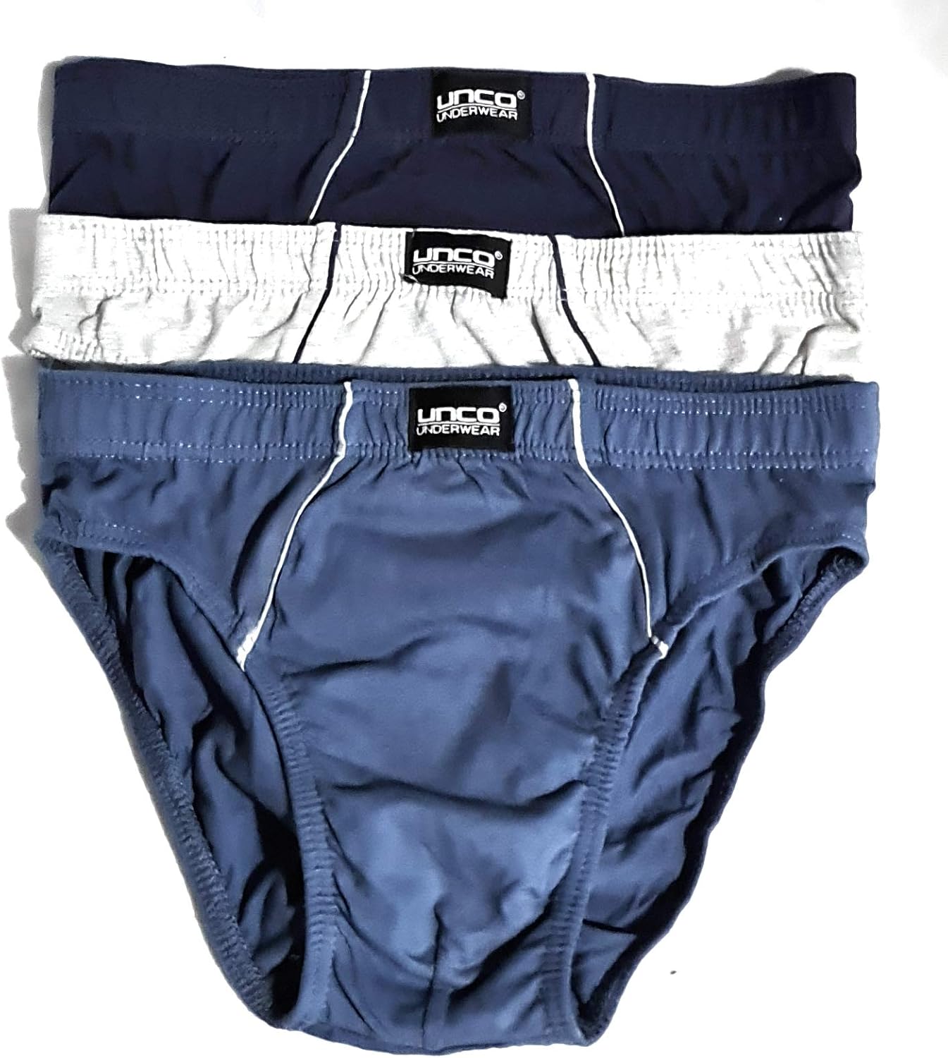 Slip para Hombre UNCO, Marino, Gris Y Azul, Calzoncillo 100 ALGODÓN