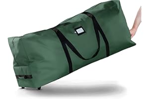 Zober Rolling Christmas Tree Storage Bag - Fits 7.5 Ft Artificial Trees - 600D Oxford Fabric Waterproof Christmas Tree Bag For Storage Box For Xmas, Durable Handles and Wheels - Card Slot - Green