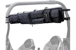 Larswon Heavy-Duty UTV Roll Cage Storage Bag Organizer - 7-Pocket Water Resistant Gear Bag Compatible with Polaris RZR, Can-A