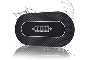 HHH HIKECUCAN Waterproof 70 x 35 Inch Poker Mat, 8 Player Portable Texas Hold'em Poker Table Top with Carrying Bag, Anti-Slip Rubber Poker Card Tabletop Layout for Casino Games, Blackjack, Parties, Noise Reduction