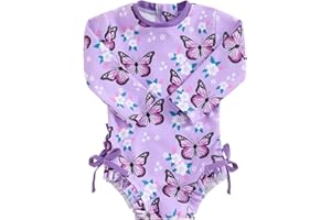 MAYUMMPY Toddler Baby Girls Bikini Beach Swimwear Zipper Swimsuit UPF 50+ Rash Guard One Piece Long Sleeve Bathing Suit