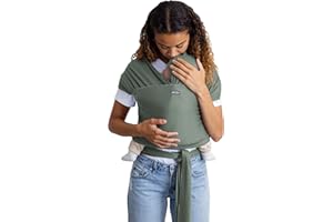 Moby Basics Baby Wrap Carrier for Newborns to Toddlers (8-33lbs), Infant Sling Carrier, Lightweight & Hands Free Design, Adjustable for All Body Types (Spring Basil)