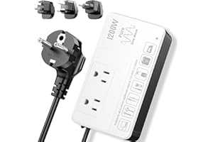 HYTED 1200Watt Voltage Converter 220V to 110V for Any American Appliances such as Hair Dryer Straightener Curling Iron Coffee Maker, Step Down Transformer Travel Power Plug Adapter US to EU/UK/AU/Asia