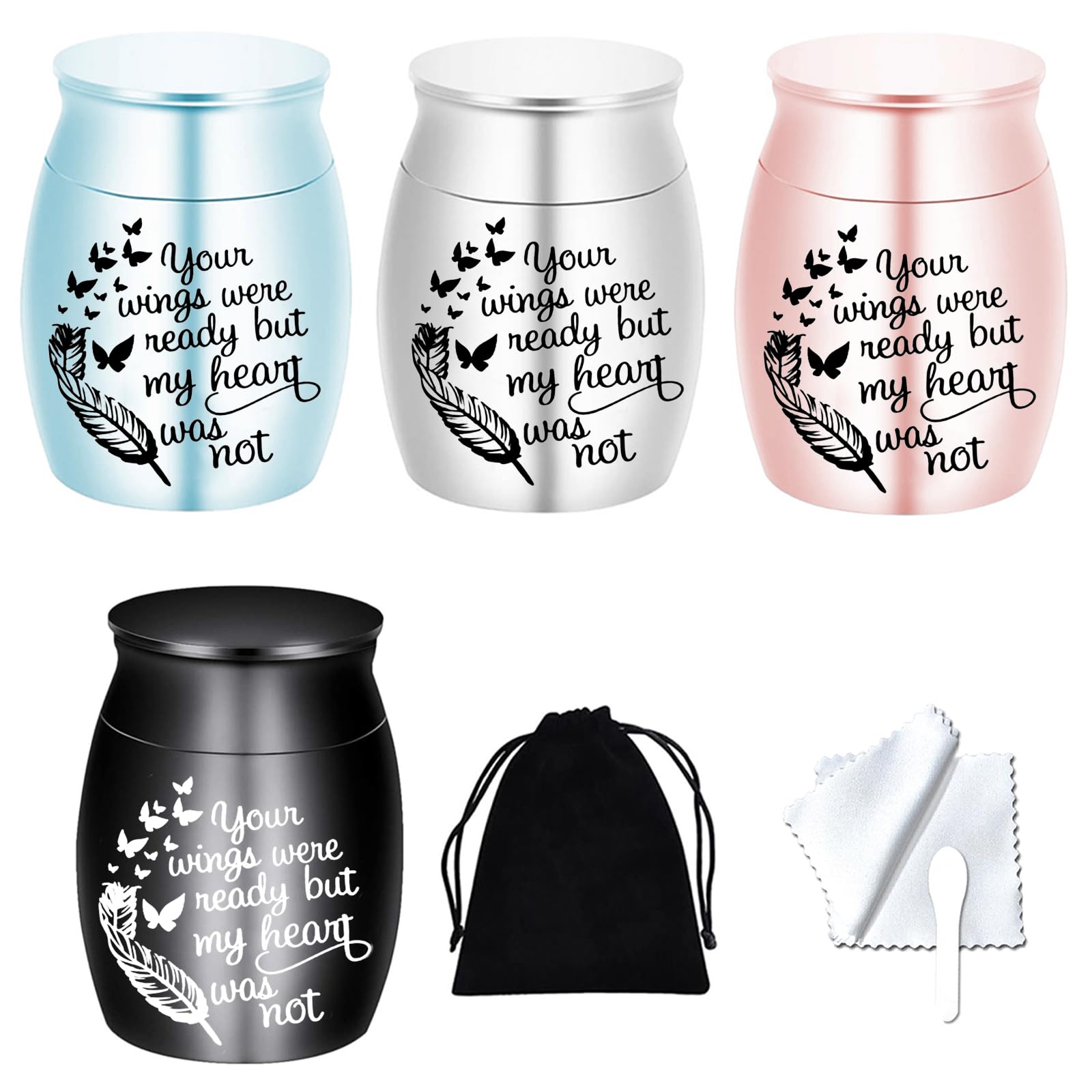 Mini Cremation Urns for Human or Pet Ashes Minicremation Small Urns Cremation Keepsakes for Ashes Aluminum Alloy Memorial Ashes Holder-4-Piece Set (4Pcs)