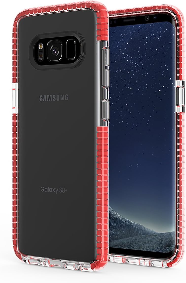 Galaxy S8+ Plus Case, ieeGo [Evo Clear Series] Shockproof/Anti-Scratch Samsung Galaxy S8+ Plus Slim TPU+TPE Soft Protective Case Cover 2017 Release (Red)
