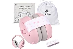 Lictin 2-in-1 Baby Earmuffs Noise Protection, Infant Noise Cancelling Headphones, Adjustable Baby Ear Protection, Star Noise Reduction Earmuffs for Babies and Toddlers up to 4 Years