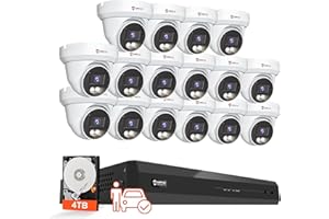 Anpviz 4K 16CH PoE Security Camera System, 16pcs Wired 8MP PoE IP Cameras Outdoor with Person Vehicle Detection, Smart Color Night Vision, 8MP/4K 16 Channel NVR with 4TB HDD for Businesses (U Series)