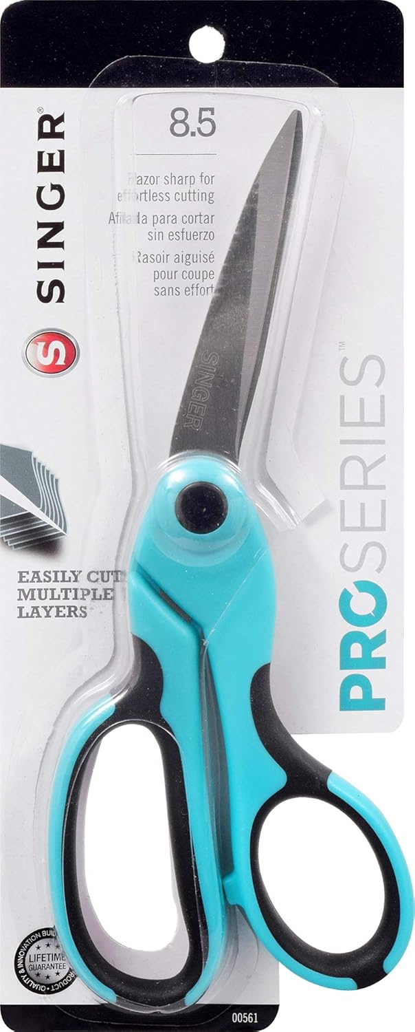 SINGER 00561 8-1/2-Inch ProSeries Heavy Duty Bent Sewing Scissors, Teal