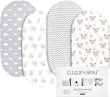 GLLQUEN BABY 4Pack Moses Basket Fitted Sheets 100% Microfiber