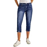luvamia Jean Capri Pants for Women High Waisted Ripped Skinny Jeans Stretchy Denim Capris Cropped Jeggings with Pockets