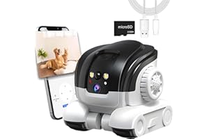 OROMVO Pet Camera, 1080P Movable Robot Pet Cam Indoor with Phone APP, Security Camera for Home, Upgrade Wireless Dog/Cat/Baby Monitor WiFi Version & 32G SD Card, 2-Way Talk, Night Vision, Motion Detection