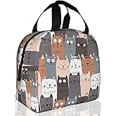 Cute Cat Kitten Insulated Lunch Bag Reusable Lunch Box Women Men,Cooler Thermal Meal Tote for Kids School Student Picnic Office Work