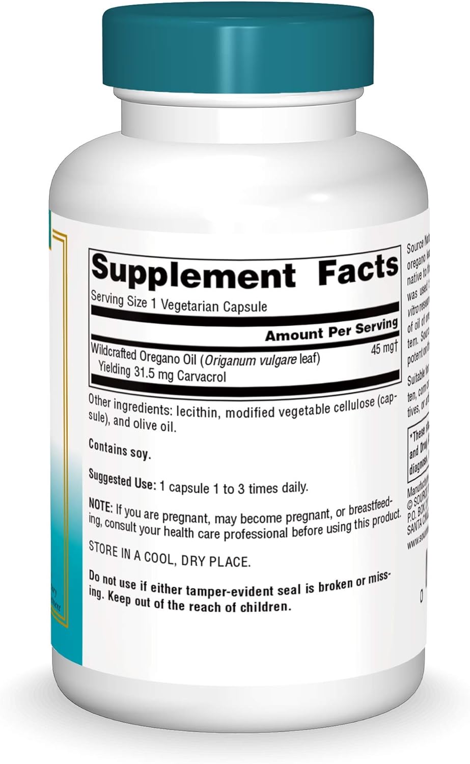 Source Naturals Wellness Oil of Oregano - Standardized to 70% Carvacrol - 60 Vegetarian Capsules: Health & Personal Care