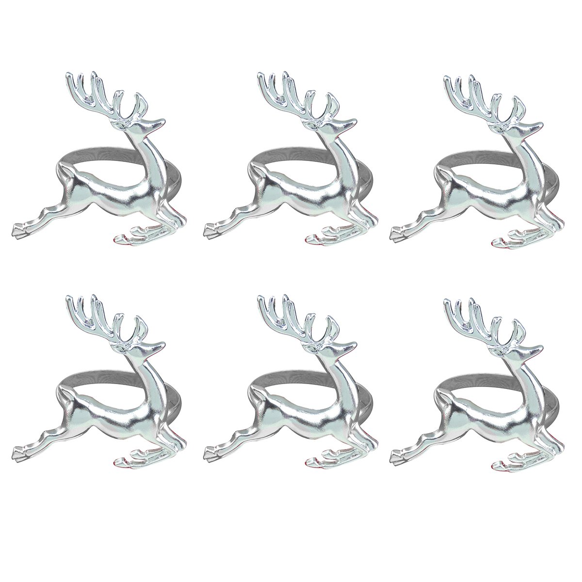 BESTOYARD 6PCS Christmas Reindeer Napkin Rings Elk Deer Napkin Rings Silver Decorative Table for Christmas Wedding Parties Everyday Use