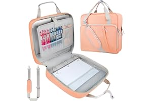 SIYNPAV 3 Ring Zipper Binder Bag 2 Inch with Shoulder Strap, Waterproof Nylon Binder with Zipper for 500 Sheet Capacity, Multi-Pocket Portfolio Organizer Case for 13 Inch Laptop Middle School (Peach)