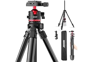 NEEWER Basics 66.5"/169 cm Travel Tripod for Camera, Lightweight Portable DSLR Stand with Ball Head, Arca Type QR Plate, Cell