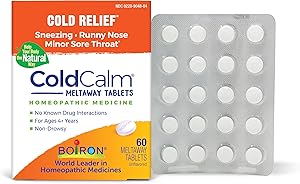 Boiron ColdCalm Tablets for Relief of Common Cold Symptoms Such as Sneezing, Runny Nose, Sore Throat, and Nasal Congestion - 