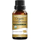 Natural Riches USDA Organic Frankincense Essential Oil 30 ml - Boswellia Serrata, 100% Pure Natural Undiluted, Therapeutic Grade for Diffuser Aromatherapy Premium Certified Organic Non-GMO