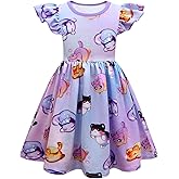 TOSUKAI Girls Dress Graphic Cute Outfit Kids Ruffle Sleeve Dresses Birthday Gift
