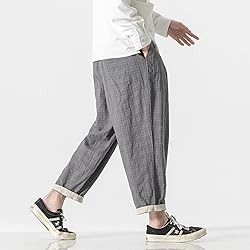 PRIJOUHE Men's Casual Capri Pants Elastic Waist