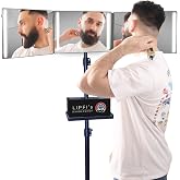 Tripod 360 Mirror 4-LED Barber 3 Way Tripod Self Hair Cutting System + Tray | Tripod Stand Height till 6.6" + Adapter + Three Way folding Mirror with 4 LED Rechargeable Mirror + Tray - 1 year Warranty