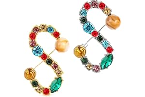 GAFARIO Initial Letter Brooch Bling Pin Jewelry Xmas Present Crystal Pearl Brooches Christmas Gift