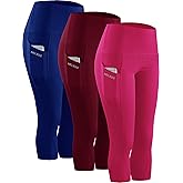 NELEUS Women's Tummy Control High Waist Capri Running Leggings Yoga Pants with Pocket