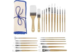CONDA Paint Brushes Set of 24 Different Shapes Professional Painting Brushes for Oil, Acrylic Canvas and Watercolor Painting (White)