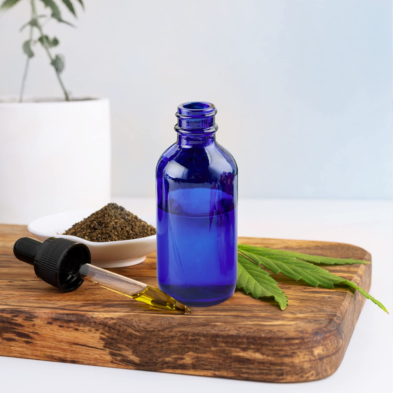Eye Dropper bottle, Hoa Kinh 24 Pack 2 Oz 60ml Blue Glass Bottles, with Glass Eye Droppers for Essential Oils