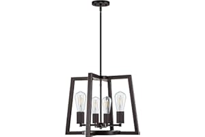 DOLAIMY HOUSE Rustic Metal Lantern Cage Farmhouse Kitchen Island Pendant Light Fixture,Modern Industrial Oil Rubbed Bronze Finish for Dining Room Bedroom Foyer Entry Porch Over Sink (E26 Base, 4 Light 1 Pack)