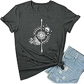 YITAN Women Soft Cute Tops Compass Graphic Tees