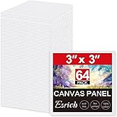 ESRICH 3x3IN Small Canvases for Painting, 64 Pack Mini Canvas Boards Cotton Painting Canvas Primed Acid Free Mini Blank Canvas Panels for Oil Paint,Watercolor,Acrylic Paint,Gouache&Tempera.