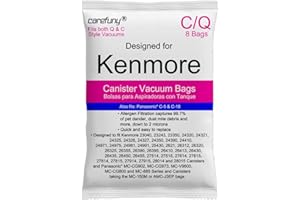 CAREFUNY 8 Pack Style C/Q Canister Vacuum Bags Compatible with Kenmore Canister 50104 5055 50557 50558 Type C-5 Vacuums