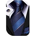 Hi-Tie Men Ties Sets Silk Stripe Paisley Necktie Pocket Square Cufflinks for Business Wedding