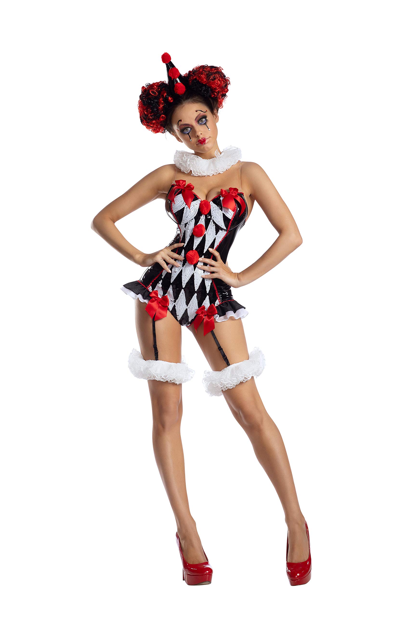 Photo 1 of Party King Women's Dark Harlequin Costume, Black/Red, Small
