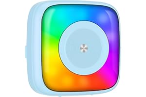 LEBT Mini Printer Sticker Printer Print Pod with 6 Rolls Sticker Paper, Seven Color Lighting Modes for DIY Scrapbook, Travel, Notes, Label, Memo, Compatible with iOS&Android