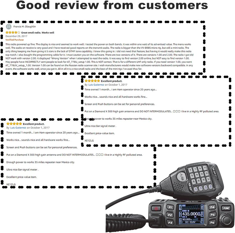Anytone At 778uv Dual Band Transceiver Mobile Radio Vhf Uhf Two Way Amateur Radio