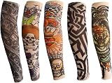 ANGTUO Kids Fake Tattoo Sleeves 5 PCS Boys Girls Halloween Rockstar Punk view 1