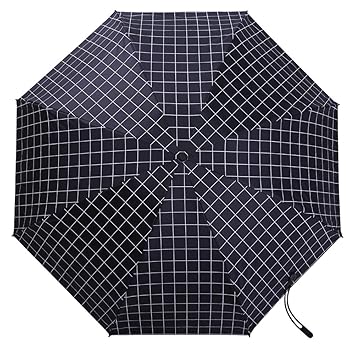 .IDOMIK TravelUmbrella,5FoldingWindproofRainPatioCompactUmbrellasby, 37.8 DiameterLargeUVSunProofSunshade,Bumbershootwith8Ribs,LightweightBeachMiniBrollyParasol (Black Grid)