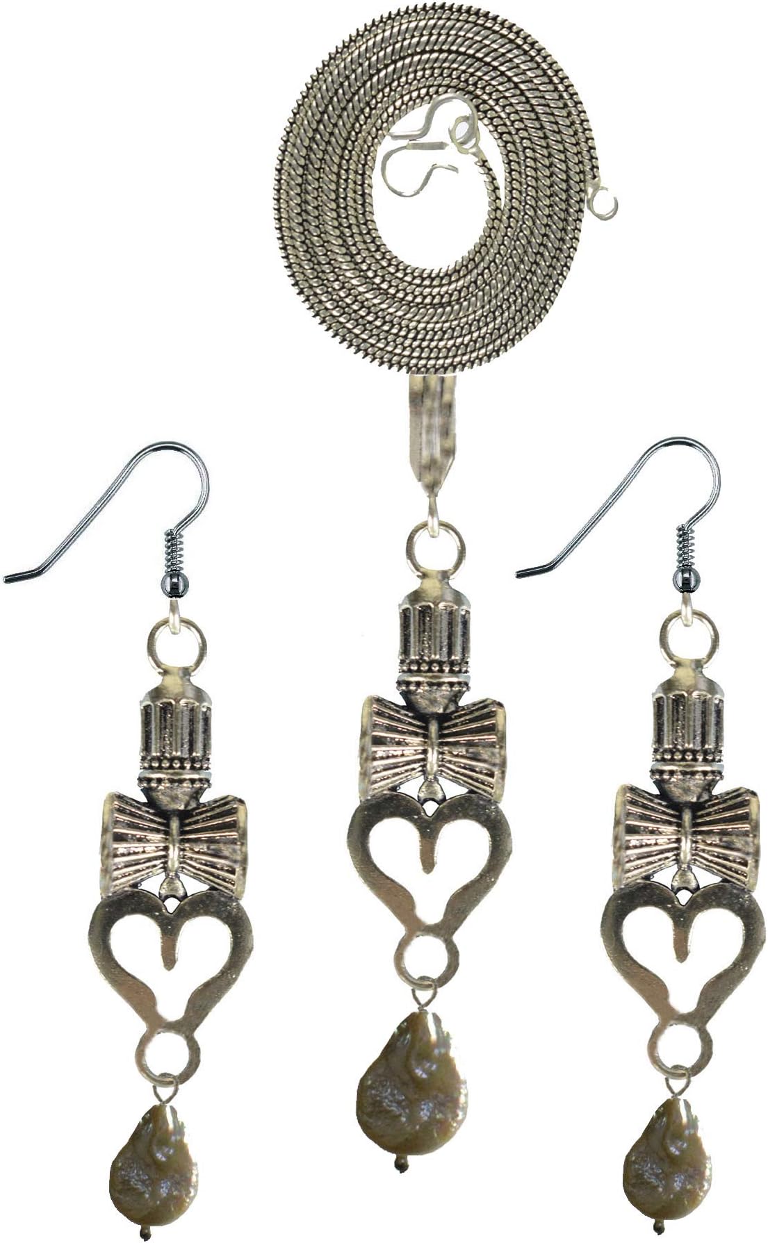 Eshopitude Reiki Vastu Crystal Healing Gemstone Om Pendant Earring Set with Chain for Women & Girls