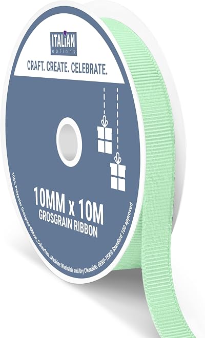 Italian Options 10mm Grosgrain Ribbon Mint Green 10m Craft Gift Bows Hair