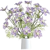 Rzoukler Purple Cosmos Silk Flowers 8PCS Real Looking Fake Cosmos Artificial Flower 25.6" Long Stem Fake Wildflowers Flowers for Wedding Bride Floral Arrangement Home Kitchen Garden Decor(Purple)