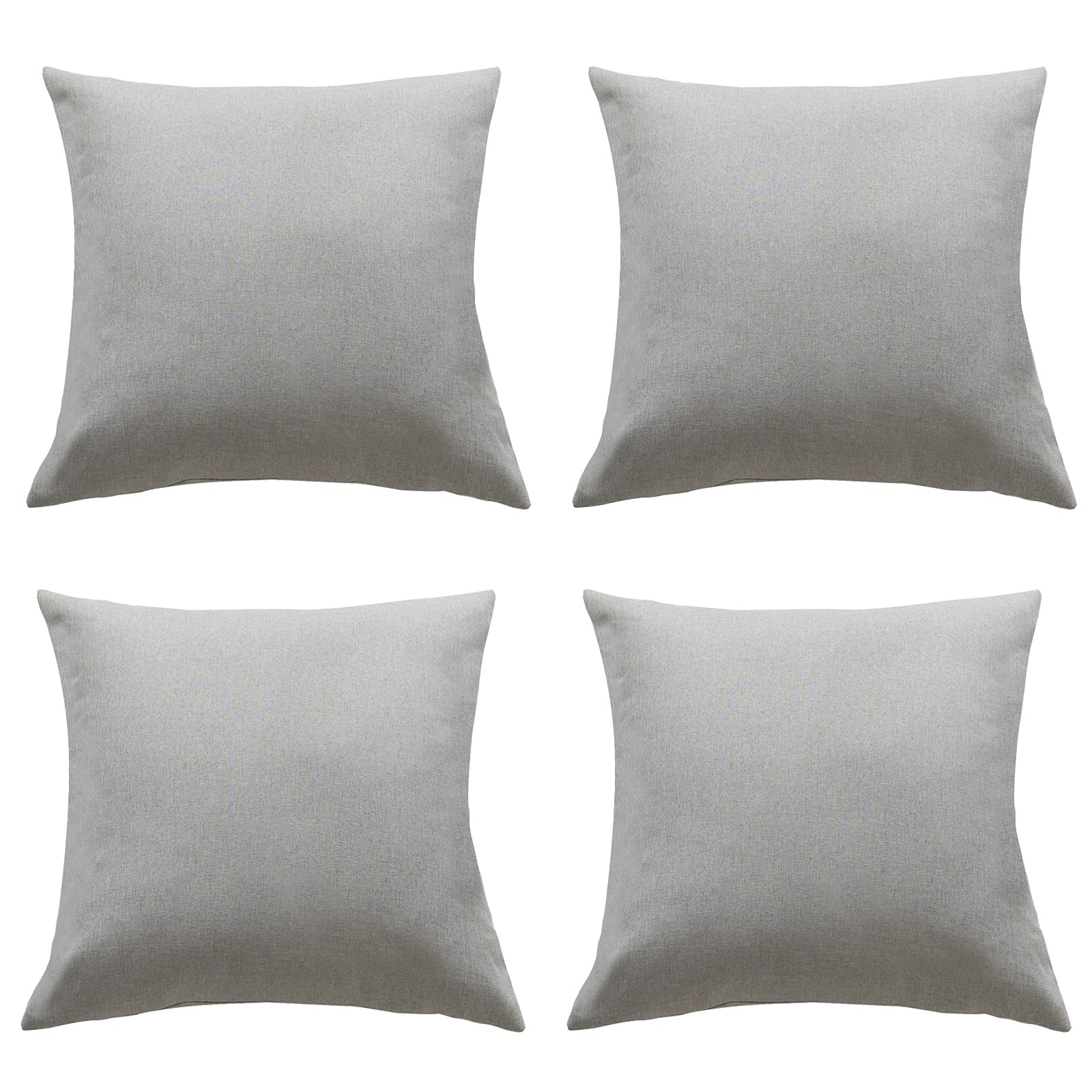 MINGPINHUIUS Outdoor Waterproof Cushion Cover, Pack of 4 Throw Pillow Covers Waterproof Garden Cushion Case Linen Square Pillow Cases for Patio Tent Balcony Couch Sofa, 18"x18"(45x45cm) - Grey