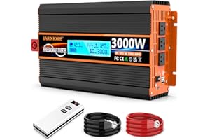 JARXIOKE 3000 Watt Pure Sine Wave Power Inverter 12V DC to 110V 120V Converter for Family RV Off Grid Solar System Car with Type-C Ports 3AC Power Outlets Dual USB Ports LCD Display and Remote Control