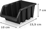 50 x Black Storage Boxes Size 2 (15.5x10x7cm) Stackable Plastic Workshop Craft view 2