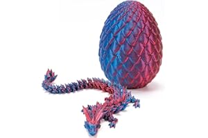 3D Printed Dragon Eggs with Dragon Inside, Articulated Crystal Dragon for Home Office Desk Decor, Mystery Fidget Gift for Adu