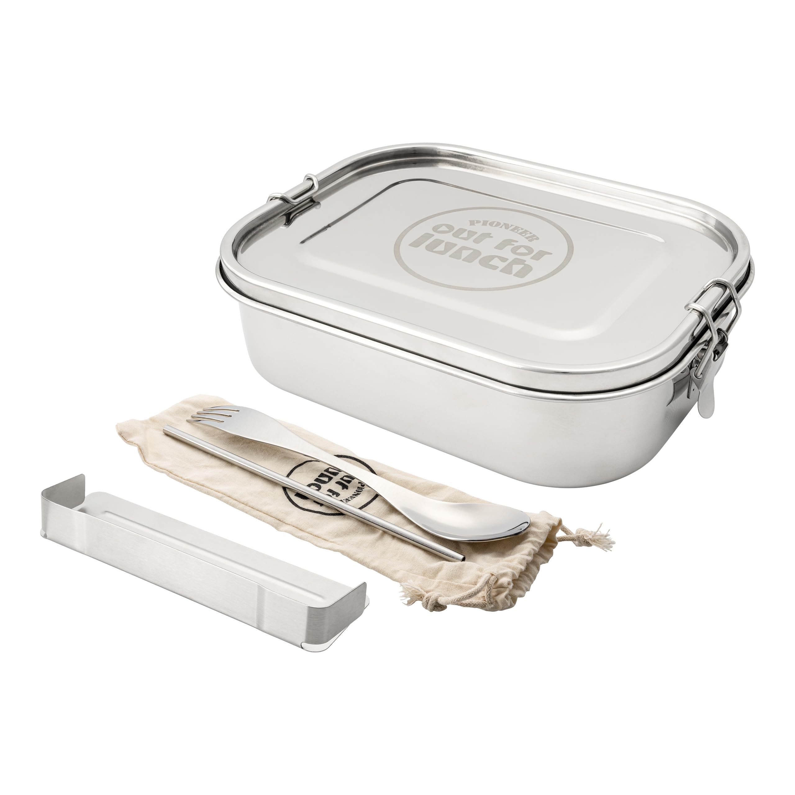 Pioneer Out for Lunch Stainless Steel Lunch Box Leakproof Portable Bento Box Style Container With Cutlery Included –1400ml Capacity