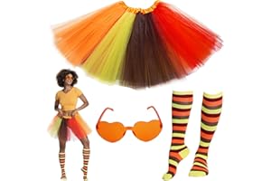 WINROLA Adult Orange Tutu with Sock Set for Women Thanksgiving Halloween Pumpkin Turkey Tutu Costume Party Accessories