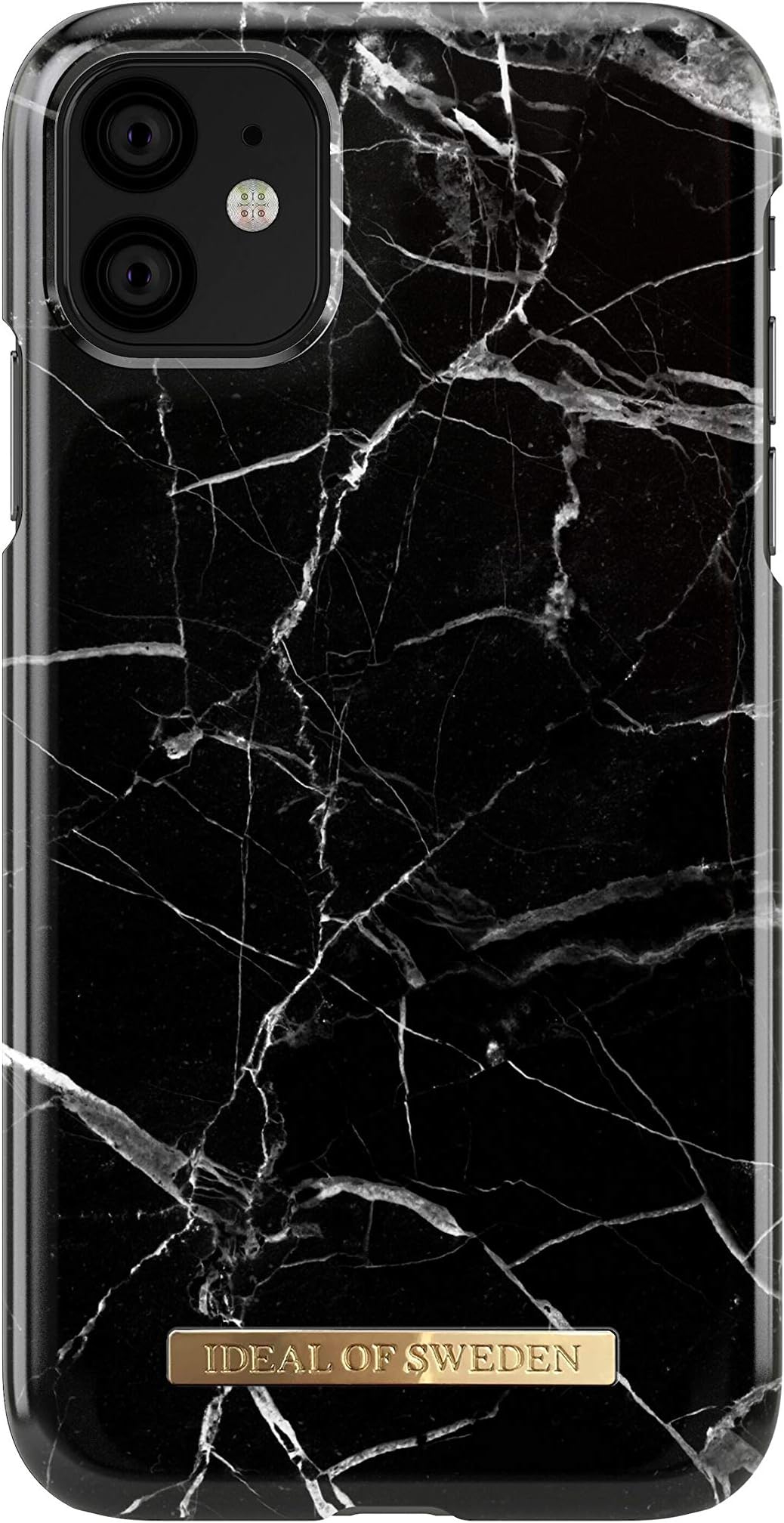 iDeal Of Sweden Mobile Phone Case for iPhone 11 (Microfiber Lining, Qi Wireless Charger Compatible) (Black Marble)